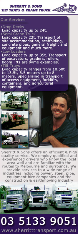 Sherritt & Sons Tilt Tray Crane Trucks & Float Hire