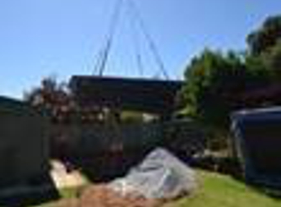 AGL & Son Crane Hire - Edinburgh, SA. craning pool into backyard