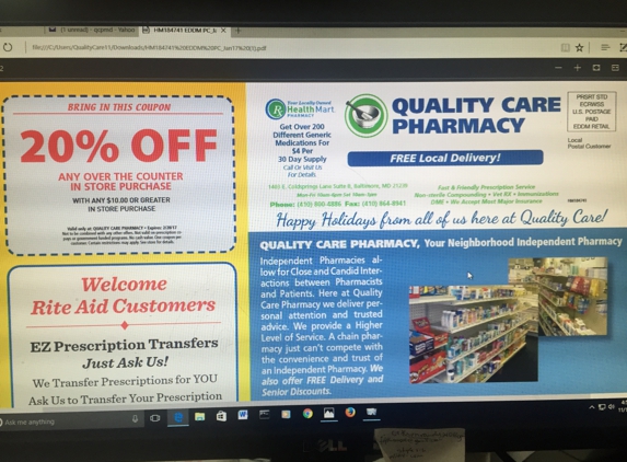 Quality Care Pharmacy - Baltimore, MD. Free Rx transfer and free delivery