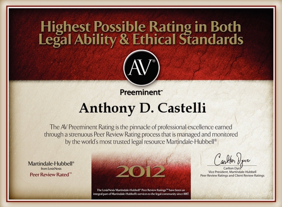 Law Office of Anthony D,Castelli - Cincinnati, OH. anthony Castelli highest rating for skill and ethics