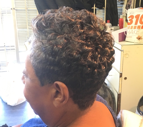 Christy E inside Hair Radiant Salon - Dallas, TX. Perm cut style