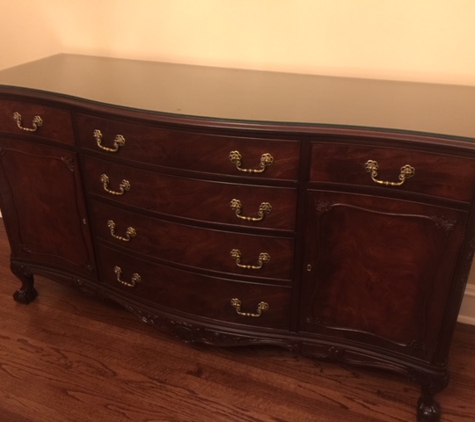 The Furniture Recycler - Forest Park, IL. Buffet After Repair and Refinish with Custom Glass Top