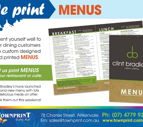 Townprint - Aitkenvale, QLD. Menus - Townprint