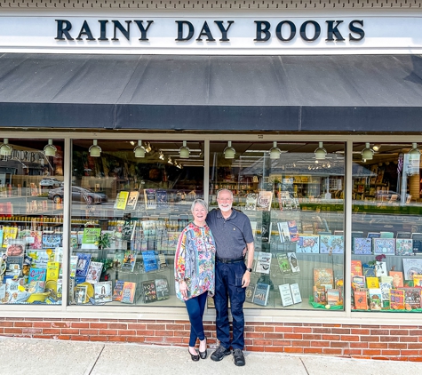 Rainy Day Books, Inc. - Fairway, KS. Vivien & Roger in front of their Rainy Day Books Bookstore.