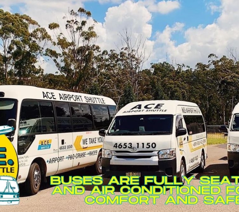 ACE Shuttle Service. Buses are fully seat belted and air conditioned for your comfort and safety