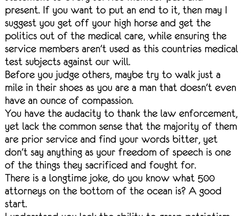 Mark T Davis Attorney at Law - El Paso, TX. Respond to his slander towards disabled veterans that he deleted from his Facebook and blocked me from commenting.