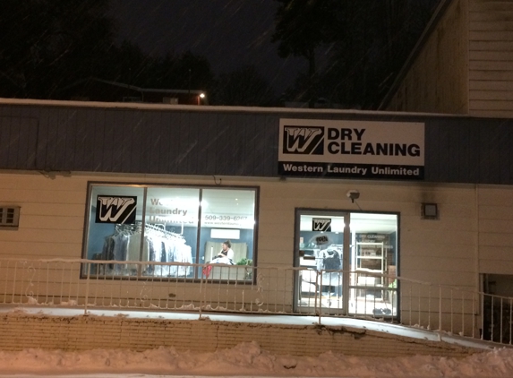 Western Laundry - Pullman, WA. Pullman Store Front at night