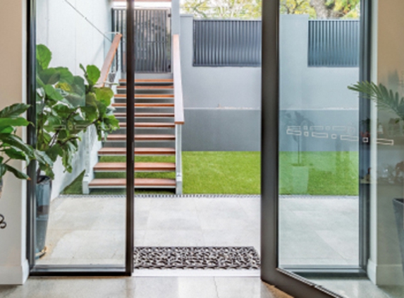 Bradnam's Windows & Doors - Emerald, QLD. Black Aluminium Hinged Door