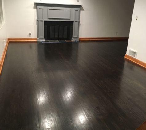 World Class Hardwood Floors - Hasbrouck Heights, NJ. Refinished ebony floor in living room