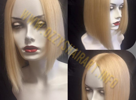 Ozzy's Non Surgical Hair Solutions - Montclair, NJ. custom created bleach blonde razor cut asymmetrical bob