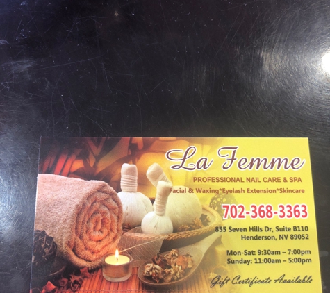 La Femme Nail Spa - Henderson, NV. Official address and phone number .