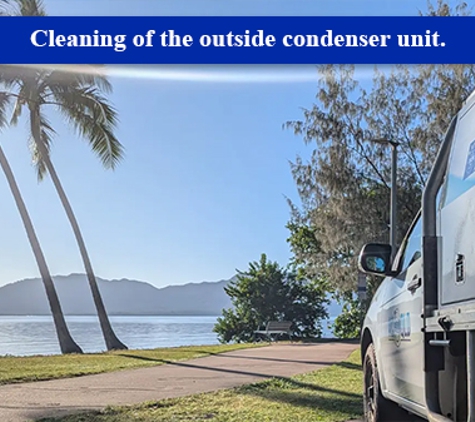 ACcleanQLD. Cleaning of the outside condenser unit.