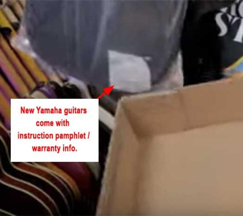 Kosmic Sound - Osborne Park, WA. Picture is the unboxing of a NEW Yamaha guitar with the warranty/instruction pamphlet included.