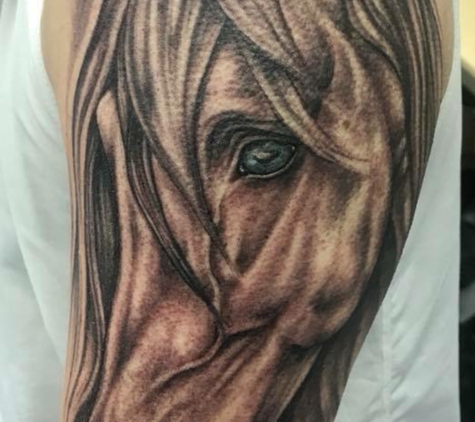 Skeleton Skin Tattoo - Mound House, NV. Horse portrait