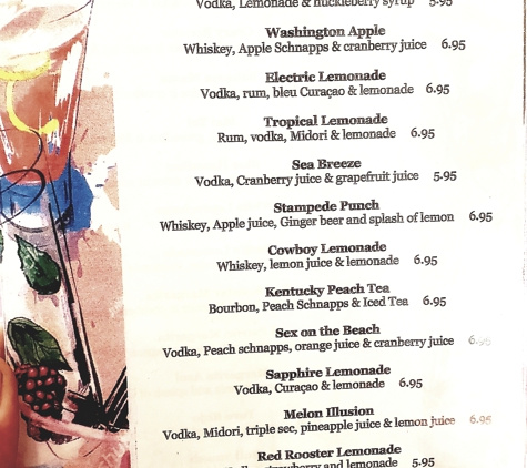 Red Rooster Grill - Omak, WA. Red Rooster Grill cocktail list 1