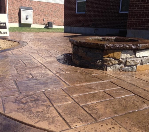 Walkers Concrete - Goshen, OH. Stamped Concrete Patio with Fire Pit in Mason Ohio