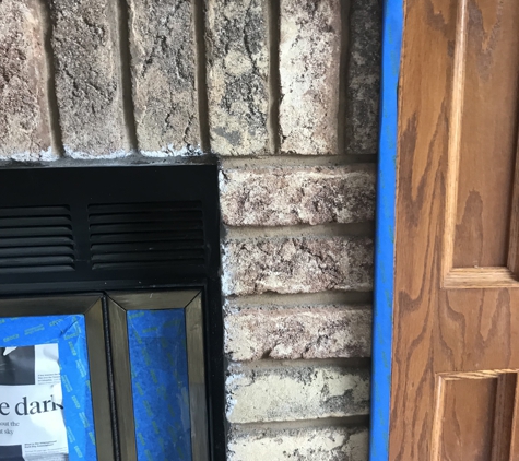 Scott Patrick Painting Inc - Grand Rapids, MI. A very nice lady asked if we could do anything with the dated rustic brick around her fireplace.