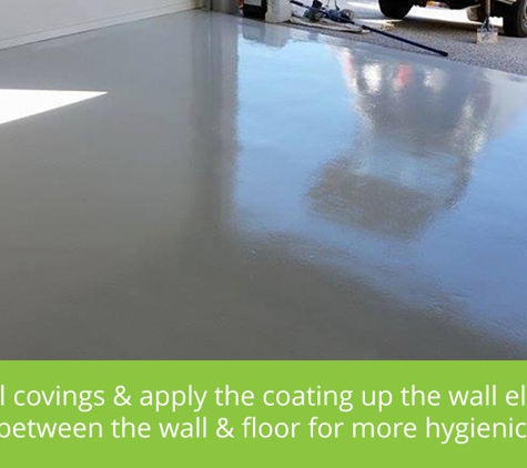 JBL Seamless Flooring - Brisbane, QLD. We install covings & apply the coating up the wall eliminating joints between the wall & floor for more hygienic finish.