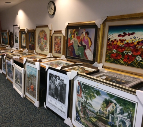 Marlin Art Inc - Deer Park, NY. Preview setup  art auction fundraiser.  Let Marlin Art do all the work for you- we bring the art, programs, and auctioneer!