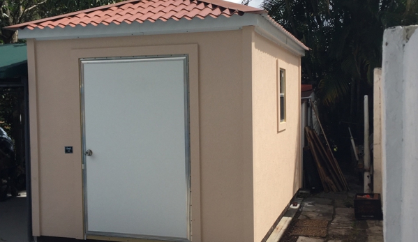 Shed Depot & Shed Guy Services - Miami Lakes, FL. 8x12 hip roof with permitile/ hardie panel exterior