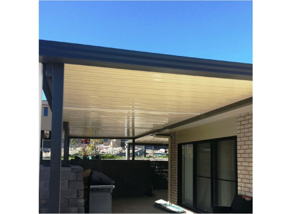 Judds Garages - Edgeworth, NSW. Attached Flat Roof Awning - Custom Design To Suit Your Needs