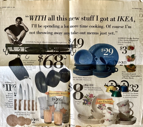 IKEA - San Diego, CA. Partial advert in Los Angeles Times March 24, 1994