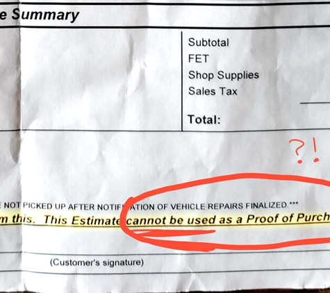 Big O Tires - Elk Grove, CA. Not a proof of payment