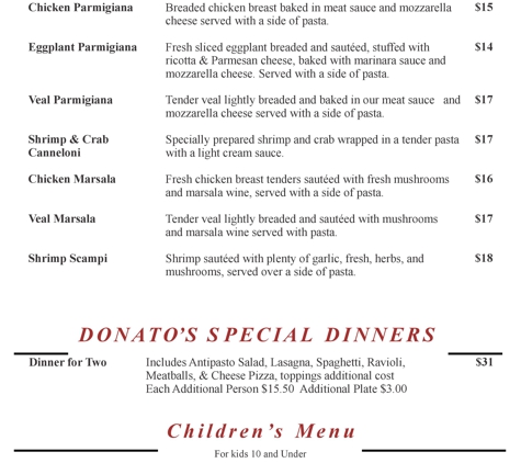 Donato's Italian Restaurant - Alpine, CA