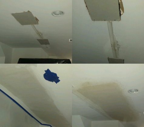Rangel Construction and Finishing - Fort Worth, TX. Before and after pics of leak repair due to a/c leak.