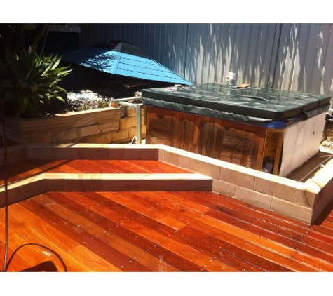 Pave The Way Landscaping - Tighes Hill, NSW. Decking with sandstone edge
