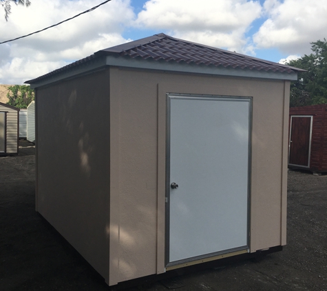 Shed Depot & Shed Guy Services - Miami Lakes, FL. Hip roof with permitile and hardie board exterior