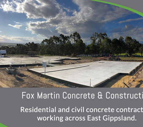 Fox Martin Concrete & Construction - Bairnsdale, VIC. Residential and civil concrete contractors working across East Gippsland.