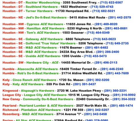 Greater Houston Sharpening @ Community Do-It-Best Hardware - New Caney, TX. GreaterHoustonSharpening.com - See this 'location' picture for our 30+ other like sharpening locations in the surrounding area.