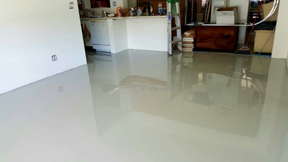 Satin Finish Concrete, Terrazzo & Marble Restoration, Inc. - Fort Lauderdale, FL. This is the standard epoxy we got for $3.95 sq ft.