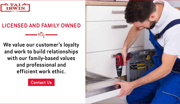 Tai Irwin Plumbing & Draining. Licensed And Family Owned