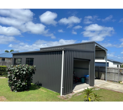 McHUGH STEEL FRAMING. Single Bay Shed With Carport Extention - Color Monument
