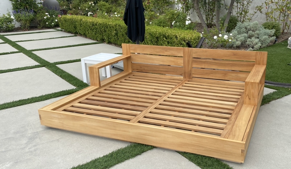 Teak Healers - Gardena, CA. Teak day bed complete restoration with a natural seal finish by Teak Healers.