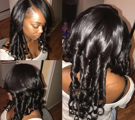 StitchGang Braids and Weaves - Forest Park, GA. Minor LeaveOut. Styled with layered cut and curled