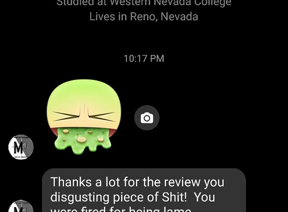 Martin Ross Security - Reno, NV. message directly from the CEO to me upset about a one star review on Google.