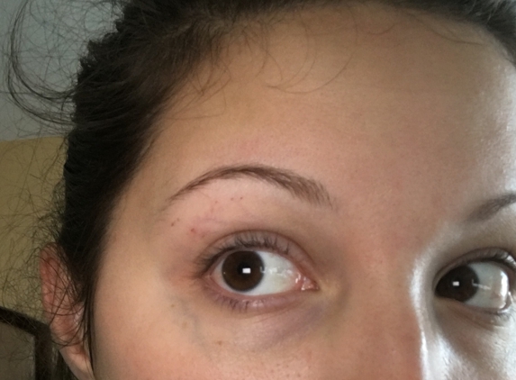 Brow Art 23 - Tyler, TX. A couple days after my eyelid started scabbing... Seriously don't go here!!!!