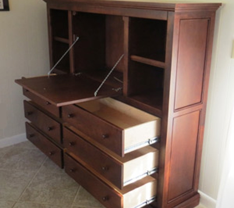 Borders Woodworks - Jacksonville, FL. Custom drop down desk with roomy drawers and side shelves