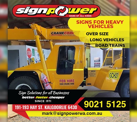 SignPower WA - Kalgoorlie, WA. Signs for Heavy Vehicles
