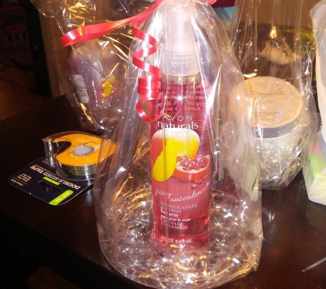 Avon Saleswoman - Waco, TX. One of the gift baskets completed!