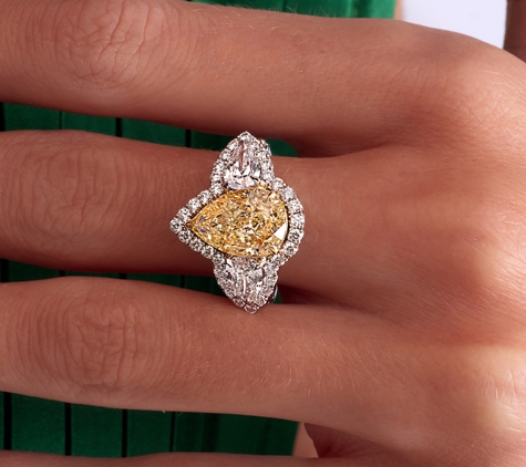 Edwards Jewelry & Imports - San Francisco, CA. Pear shaped fancy yellow diamond ring