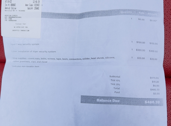 Sound Solutions Inc - Parkville, MD. They charged $480 for viper kit and broke the whole brand new dash panels and not taking responsibility for the damages they caused.