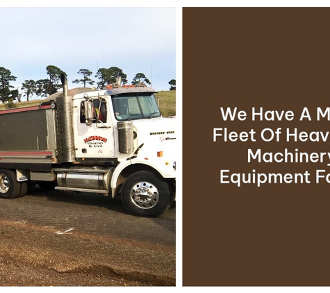 McKinnon Quarries & Civil - Warrnambool, VIC. We Have A Modern Fleet Of Heavy Plant Machinery & Equipment For Hire