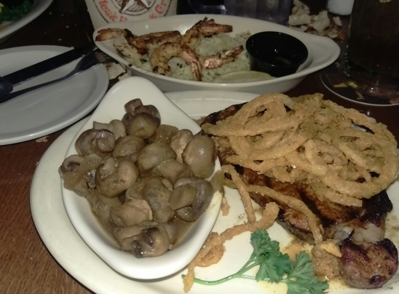 Colton's Steakhouse - Morrilton, AR. Del Rio steak with grilled shrimp and mushrooms