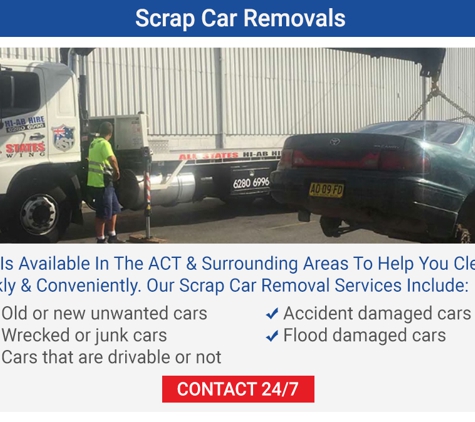 All States Towing - Queanbeyan East, NSW. Scrap Car Removals