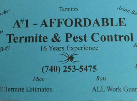 A#1-AFFORDABLE Termite & Pest Control - Chillicothe, OH. Business card