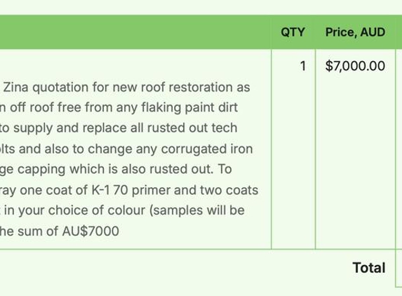 the roofing group oz pty Ltd - Perth, WA. Scope of works